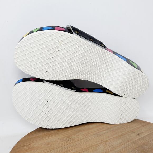 Dr Scholls Wooden Slide Sandals Womens 7 Original Clog Black Hearts Custom Paint - Picture 11 of 12